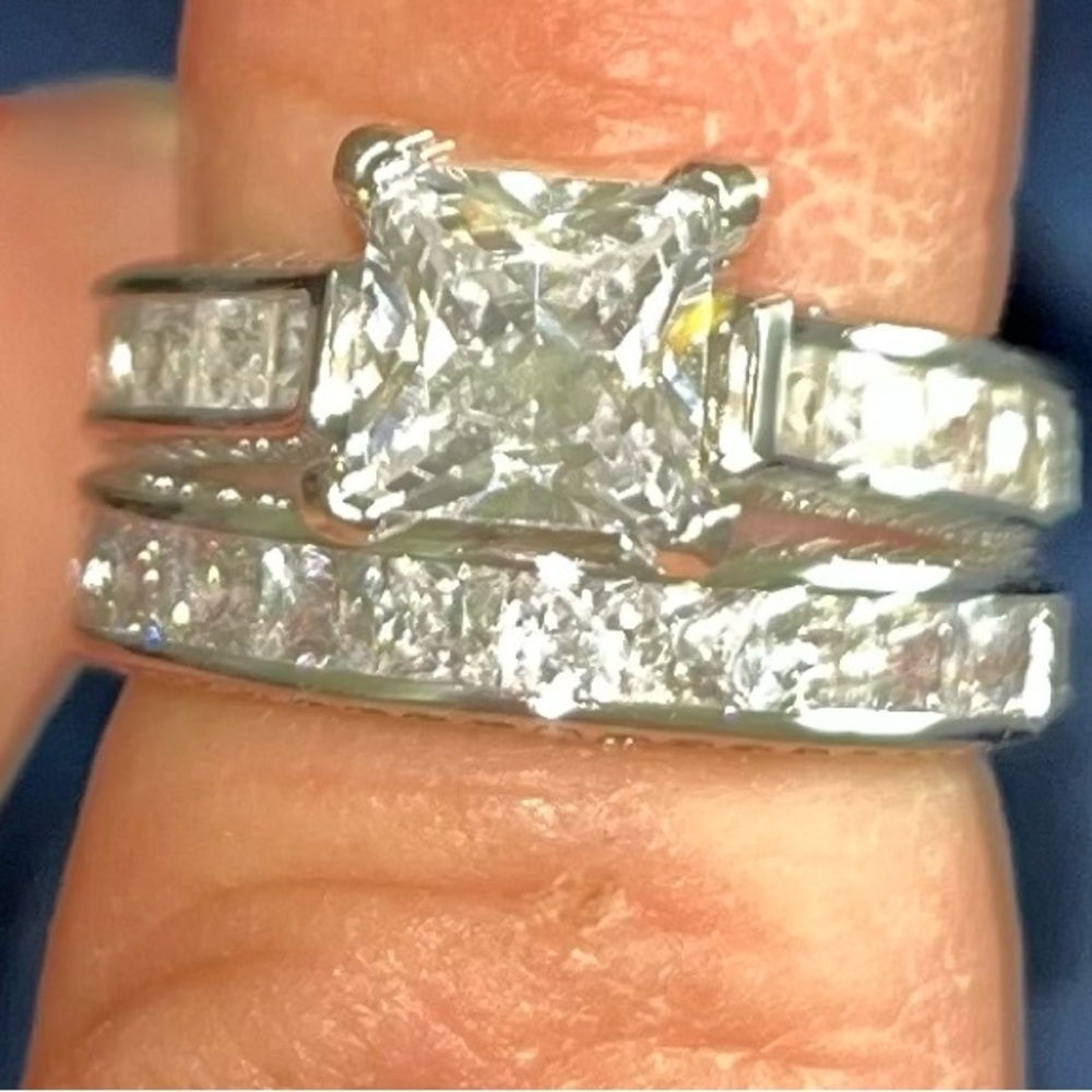 Simulated diamond wedding set